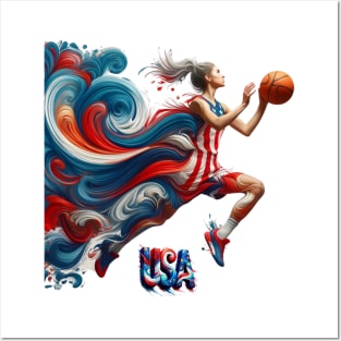 Basketball Shirt, Paris France, Olympic Games 2024, Olympic Sports, Paris Games, 2024 Shirt, USA Flag Shirt, Womens Basketball Tshirt Posters and Art